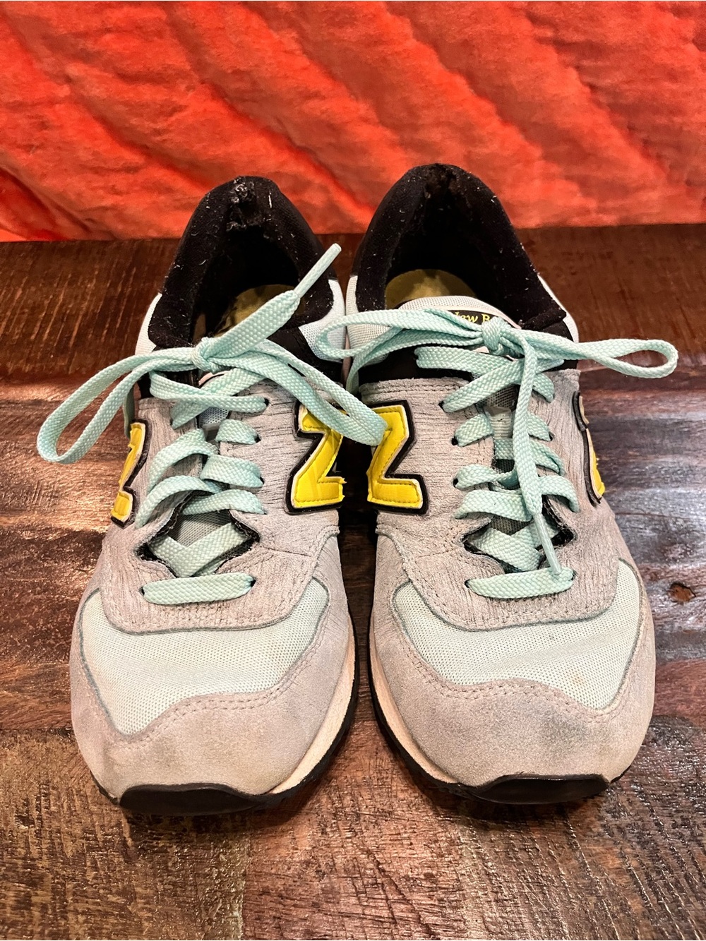 New Balance Mint Sneakers with Yellow 'N' Accent